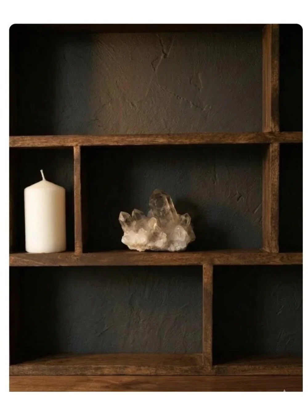 Trinket Shelf with Heart Cutout Dark Walnut Wood Wall Shelf for Altar Crystals